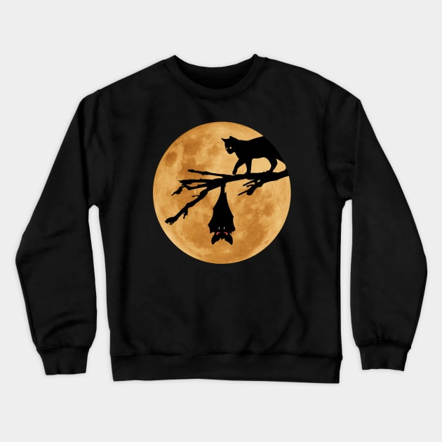 Halloween - Moon (The Cat and the Bat) Crewneck Sweatshirt by madmonkey